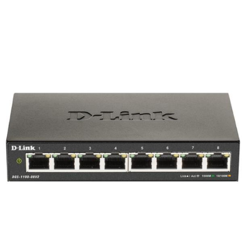D-Link DGS 1100-08V2 - Switch - intelligente - 8 x 10/100/1000 - desktop - AC 100/240 V